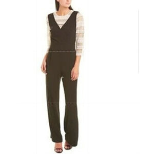 CeCe Jumpsuit Womens 2 Black White Lace Overlay Wide Leg Dillard’s Exclusive New